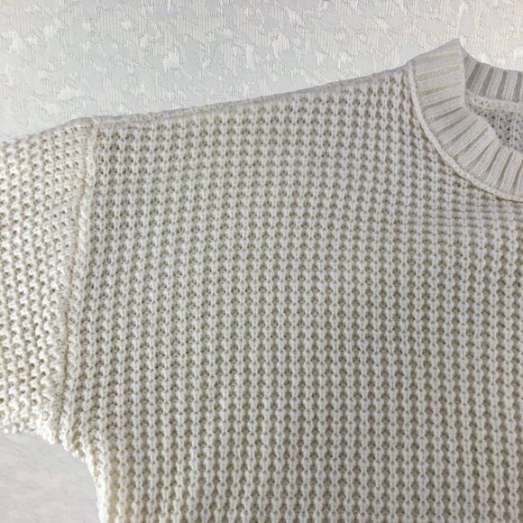 SO Goods For Life Boho Cozy Open-Knit Cream Pullover Crewneck Sweater Size XXL - Picture 5 of 11